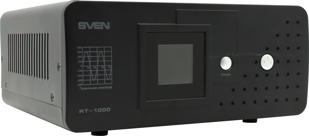 UPS 1000VA SVEN &lt;RT-1000 Black&gt; LCD, 2 евро розетки,  без  АКБ
