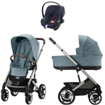 Коляска Cybex Talos S Lux TPE complete Aton B2 Bay Blue Base One 4 в 1 Stormy Blue с дождевиками
