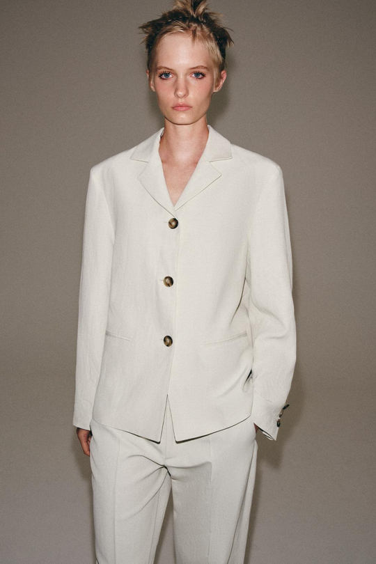 ZARA ПРЯМОЙ БЛЕЙЗЕР ИЗ ЛЬНЯНОЙ СМЕСИ — ZW COLLECTION, ЦВЕТ ЛЬДА