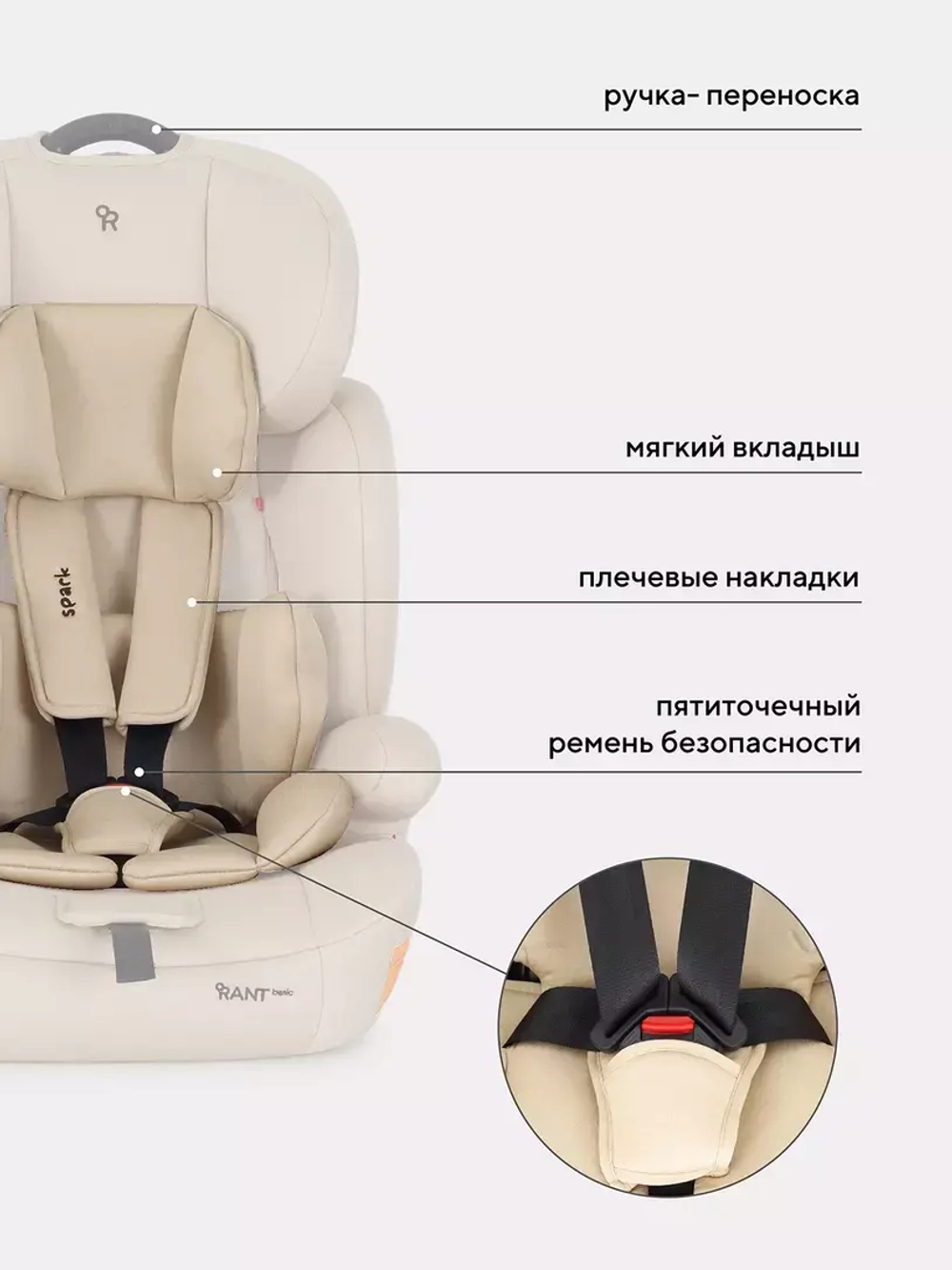 Автокресло RANT basic ZY10 "Spark" (Cream) группа 1-2-3 (9-36 кг)