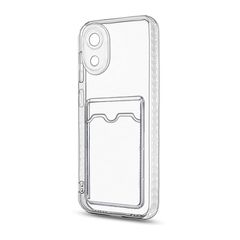 Силиконовый чехол с визитницей - кармашком для карт Clear Card для Samsung Galaxy A03 Core (Прозрачный)