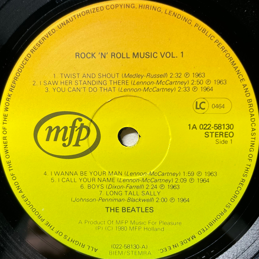 The Beatles ‎– Rock 'n' Roll Music, Volume 1 (Голландия 1980г.)