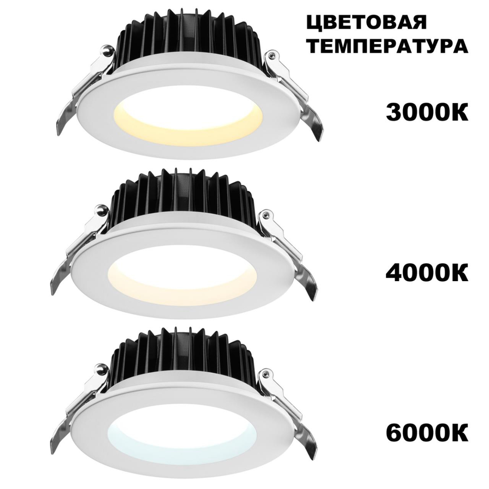 359414 SPOT NT24 440 белый Светильник встраиваемый с переключателем цв. температуры IP44 LED 15W 170-265V 3000К\4000К\6000К DRUM