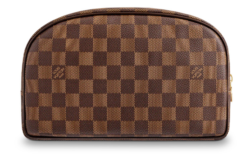 LOUIS VUITTON Cow Leather Toiletry Bag Men"s Brown