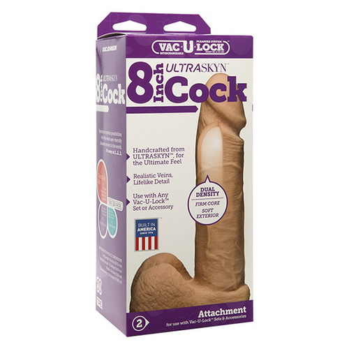 Ультрареалистичная насадка-фаллоимитатор 21см с мошонкой для страпон-систем Doc Johnson Vac-U-Lock UltraSkyn Cock Vanilla 1015-22-BX