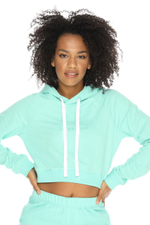 Укороченное худи с капюшоном (Размер: L) (Цвет: голубой)