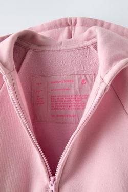 ZARA ХУДИ С ВЫШИВКОЙ, БЛЕДНО-РОЗОВЫЙ