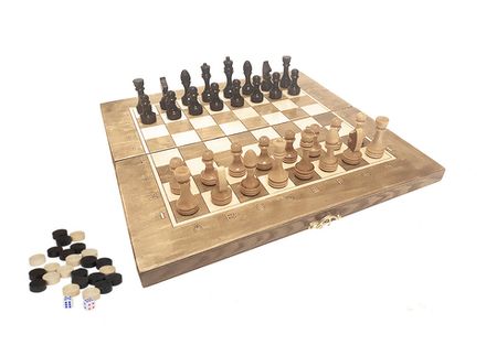 Шахматы + Шашки + Нарды 3 в 1 "Сенатор 6", 40 см, ясень, Partida