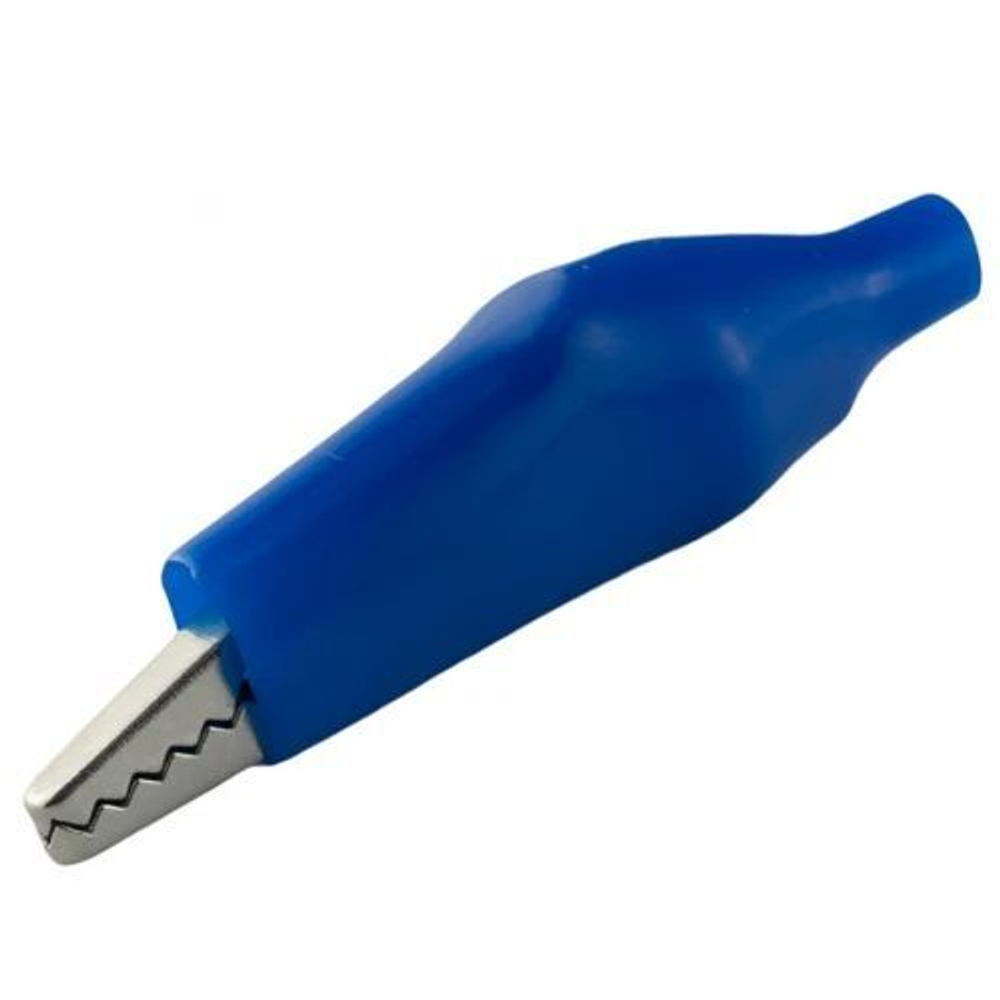 Зажим крокодил для проводов изолированный 44мм (Синий) - 10шт