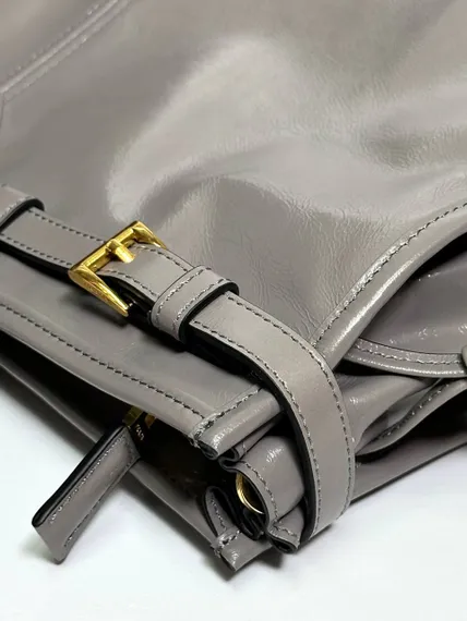 Кожаная большая сумка Prada Bonnie цвет оловянный