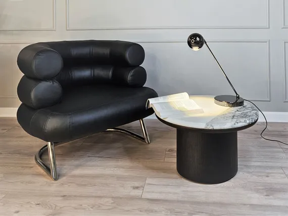 Журнальный столик SC-12, Ø60х35 см, мрамор, дерево