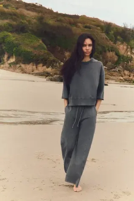 ZARA БРЮКИ С ЛИНЯЛЫМ ЭФФЕКТОМ, ТЕМНО-СЕРЫЙ