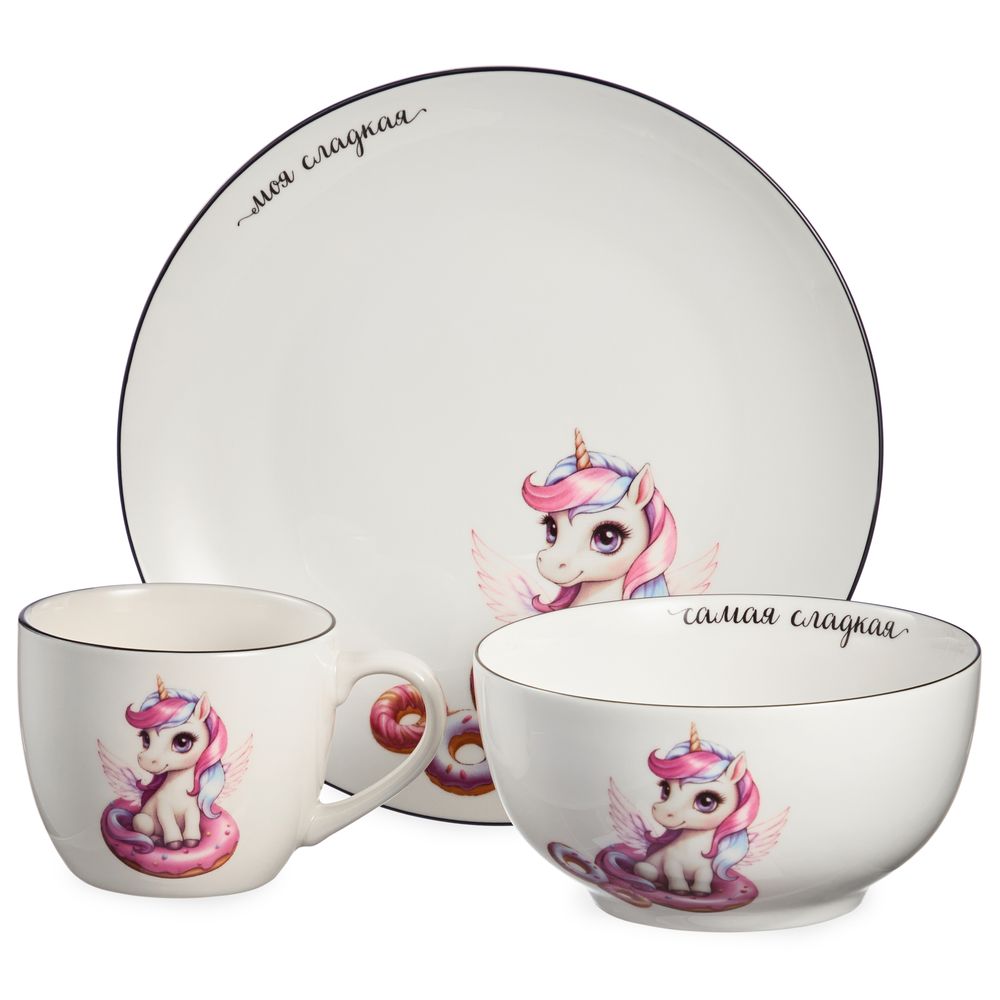 НАБОР ДЕТСКОЙ ПОСУДЫ LEFARD "САМАЯ СЛАДКАЯ" 3 ПР. (КРУЖКА 240МЛ, САЛАТНИК 500МЛ, ТАРЕЛКА 20,5СМ)