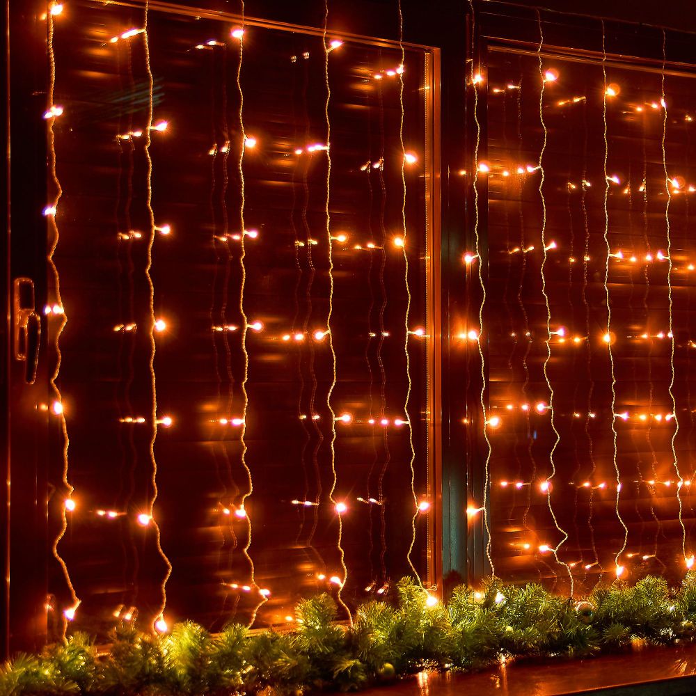 ULD-C3020-160-DTA AMBER IP20 Занавес светодиодный. 3х2м. 160 светодиодов. Янтарный свет. Провод прозрачный. TM Uniel