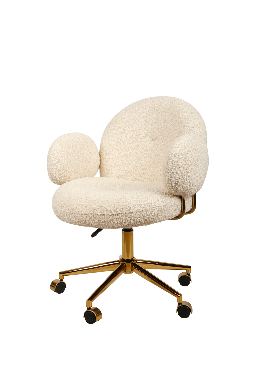 Кресло офисное Ist Casa Клауд-2, 65х63х89, ткань букле белый, золотые ноги
