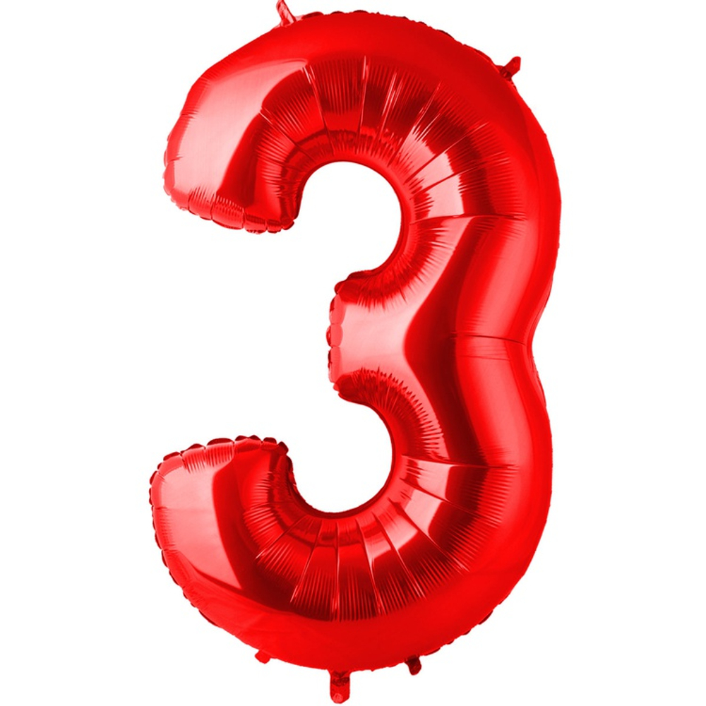 Шар фольгированный Цифра 3 101 см (Красный)