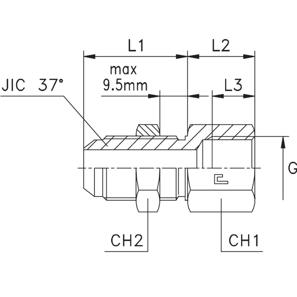 Соединение PD JIC 1.5/8" BSP 1.1/4"