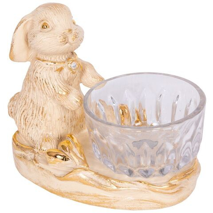 Фруктовница Кролик Эйприл Айвори с чашей из стекла