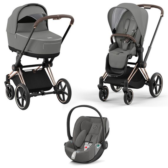 Детская коляска Cybex Priam IV 3 в 1 Soho Grey шасси Rosegold