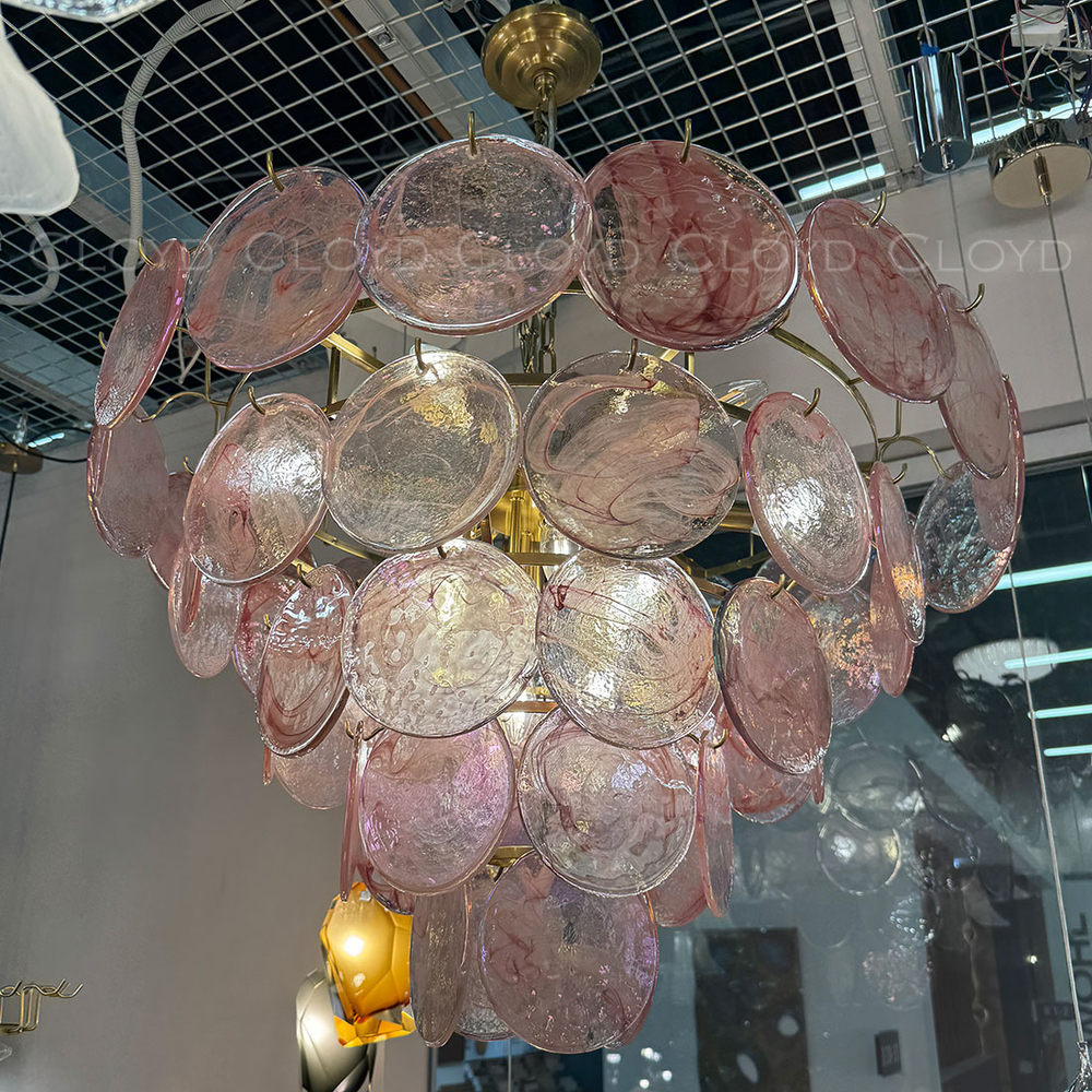 Люстра Cloyd LINZE-B C18 / Ø80 см - латунь - розов.стекло (арт.11677)