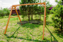 Деревянные качели с двумя качелями гнездо 100 см