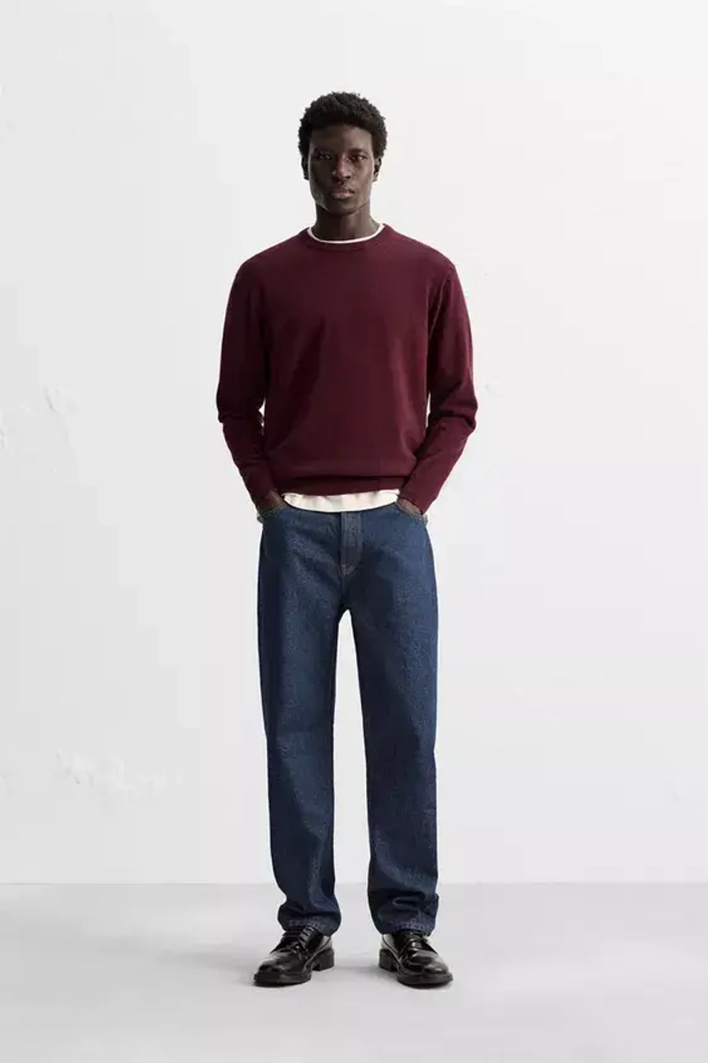 ZARA СВИТЕР ИЗ 100% КАШЕМИРА, БОРДОВЫЙ