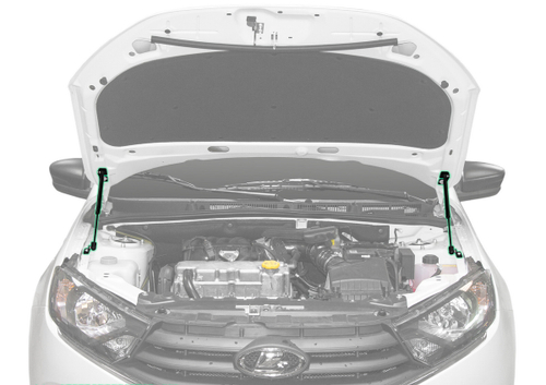 Газовые упоры капота Pneumatic для Datsun mi-DO 2015-2020/on-DO 2014-2020/Lada Granta 2011-2018, 2 шт., KU-LD-GR00-02