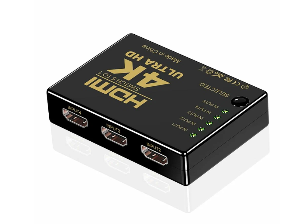 Коммутатор HDMI 5 в 1, 4K 60 Гц, HDR HDMI переключатель с пультом ДУ для PS5 Xbox Series X/S PS4, Черный
