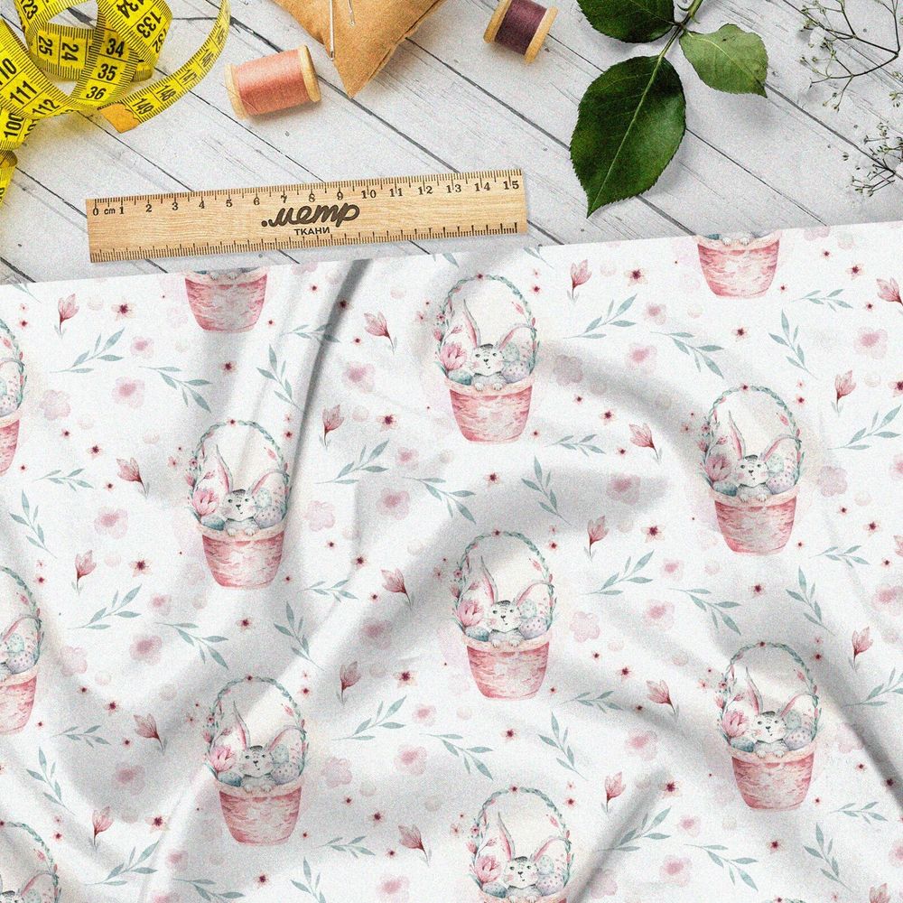 Ткань ниагара зайцы в корзине