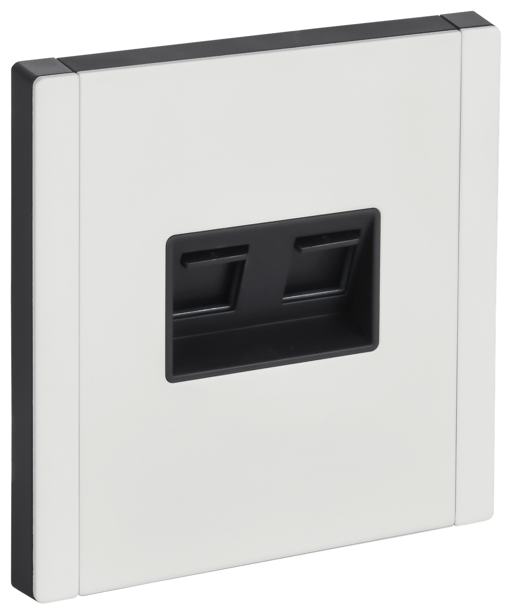 FORTE&PIANO Розетка двойная RJ11+RJ45 кат.5E FP235M металл белый IEK