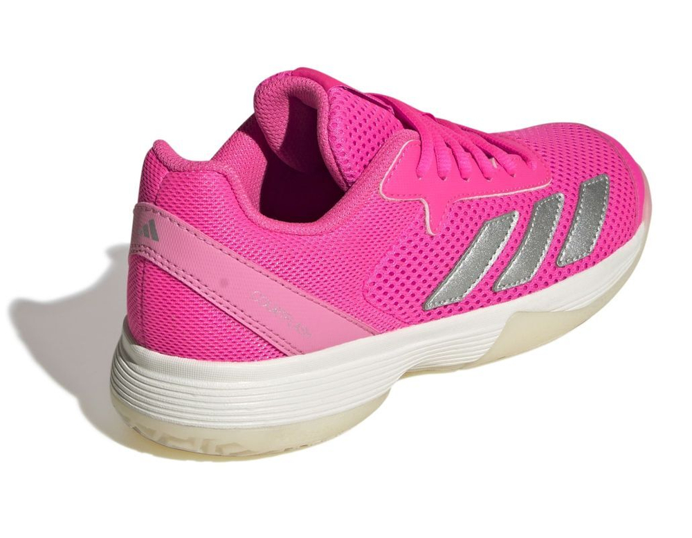 Детские Кроссовки теннисные Adidas Courtflash Tennis K - ярко-розовый/серебристый металлик/нежно-розовый