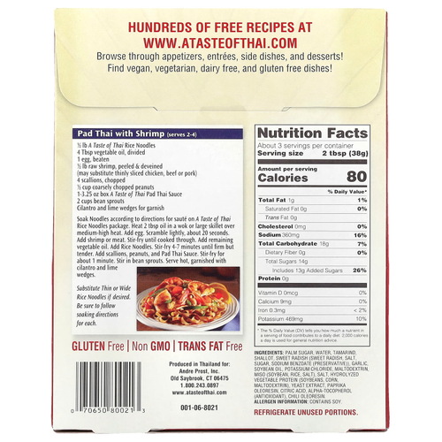 A Taste Of Thai, Пад тайский соус, 100 мл (3,25 жидк. унц.)