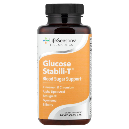 LifeSeasons, Glucose Stabili-T, контроль уровня сахара в крови, 90 растительных капсул