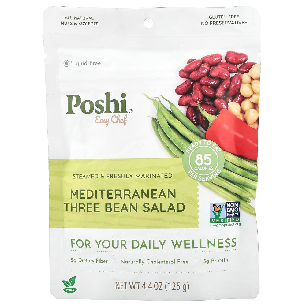 Poshi, Easy Chef, средиземноморский салат из трёх видов фасоли, 125 г (4,4 унции)