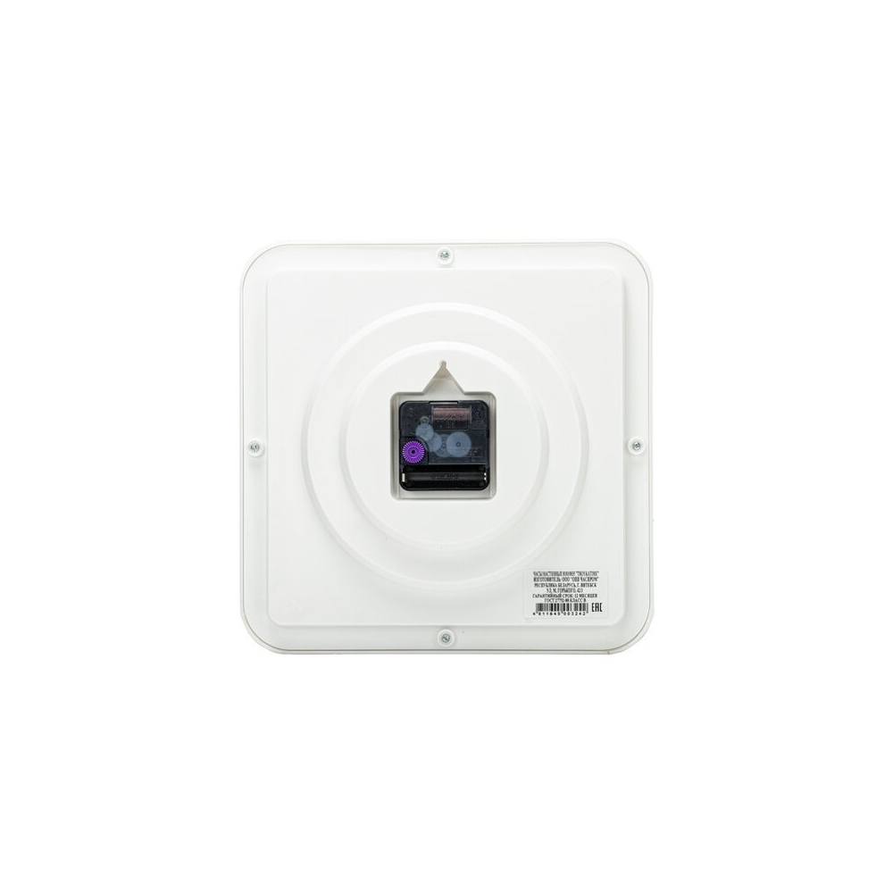 Часы настенные TROYKA 81810835, квадрат, белые, белая рамка, 26х26х3,5 см