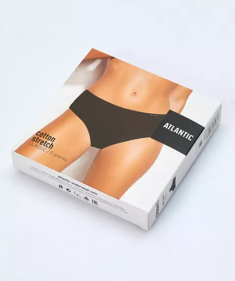 Трусы (2шт) женские слипы классика Atlantic 2BLP-579,черный