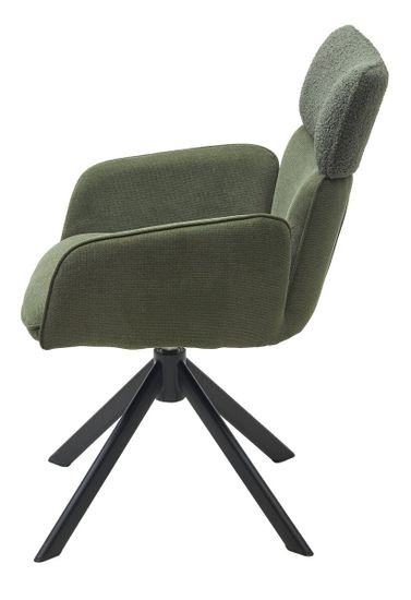 Стул TRIS 360 град. поворот с возвратом, Davis Nowo 37 зеленый, букле/ Point38 зелен / Черн