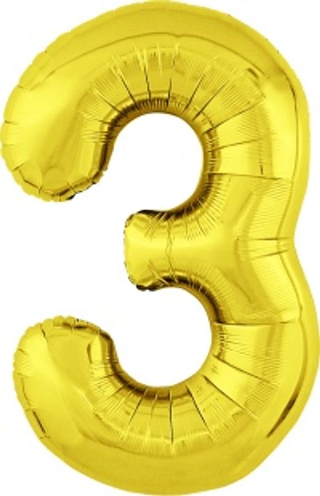 Agura Шар 40" / 102 см "Цифра 3" Золото Slim (БГ-60)