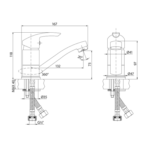 Смеситель для раковины Lemark Plus Strike LM1107C с поворотным изливом