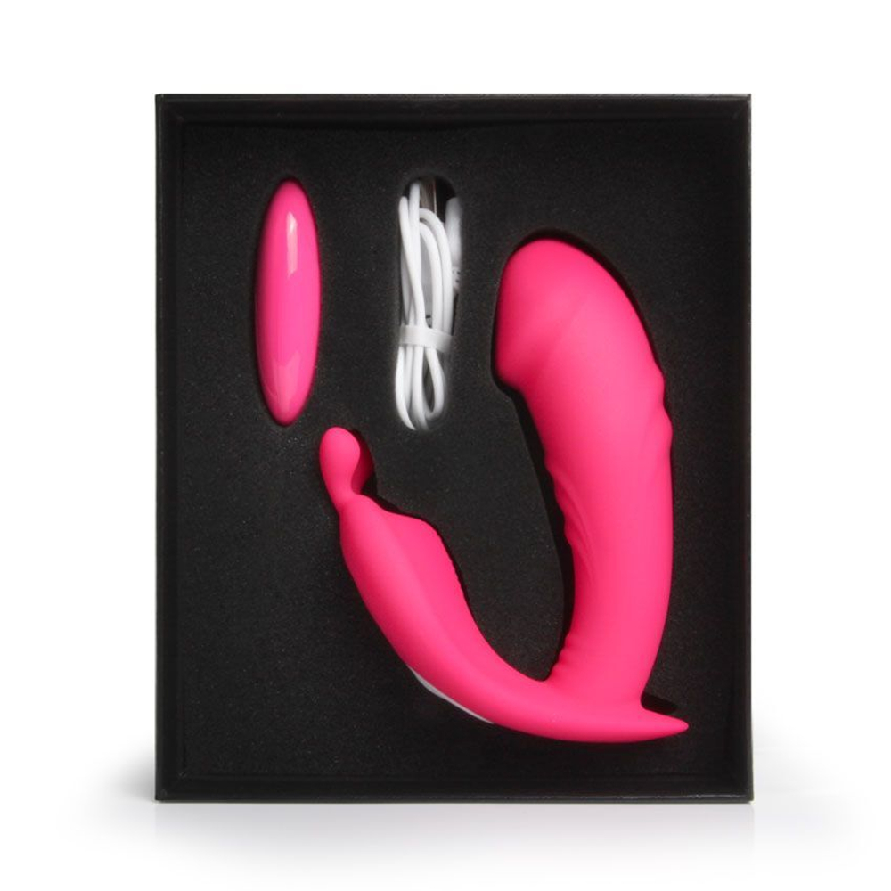 Розовый вибромассажёр с пультом дистанционного управления (Цвет: розовый)