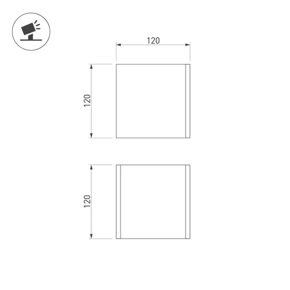 Светильник LGD-PERAN-WALL-S120x120-6W Warm3000 (BK, 0-80 deg, 230V) (Arlight, IP65 Бетон, 3 года) 051748
