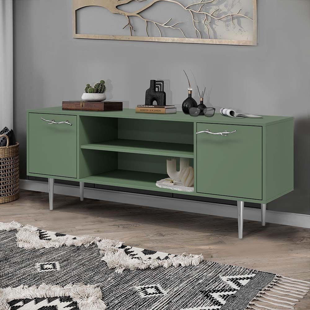 Тумба под ТВ Арт Колор matte 155см Стайл Сильвер Зеленый нефрит матовый