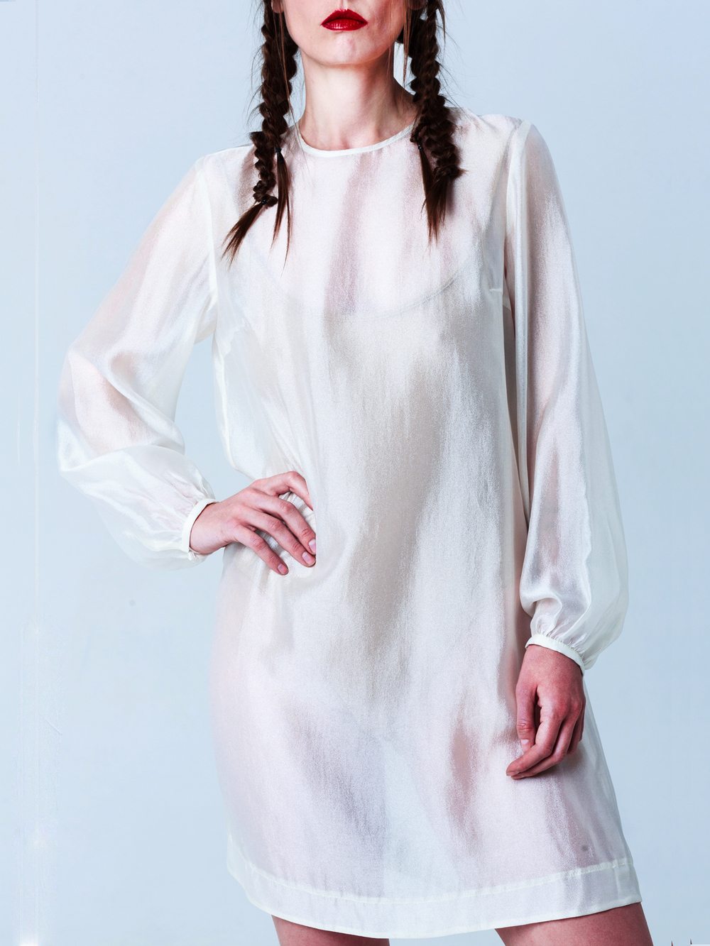 Платье-туника из органзы "Лебедь". Белое