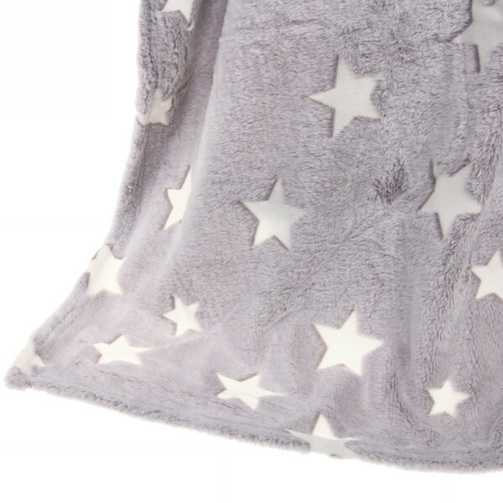 Плед 150*200см «Neon-Звезды» светящийся, цвет серый, микрофлис Ультрамарин