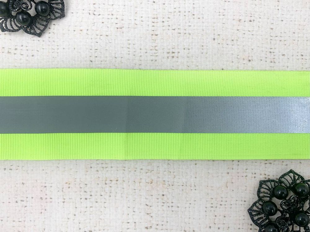 Лента-стропа светоотражающая, ш. 50х20 мм, 380cpl, салатовый неон