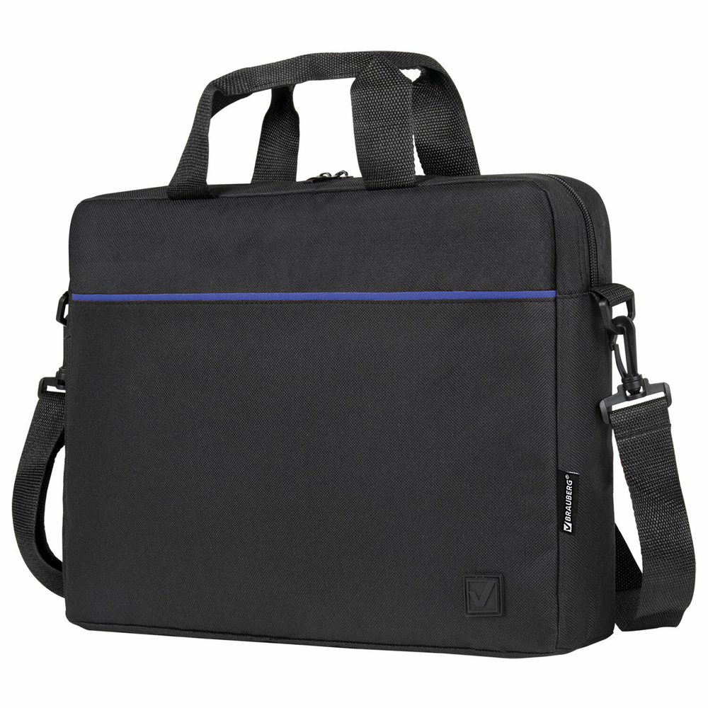 Сумка портфель BRAUBERG PRACTICAL с отделением для ноутбука 15 6" Blue line черная 29х40х7 см