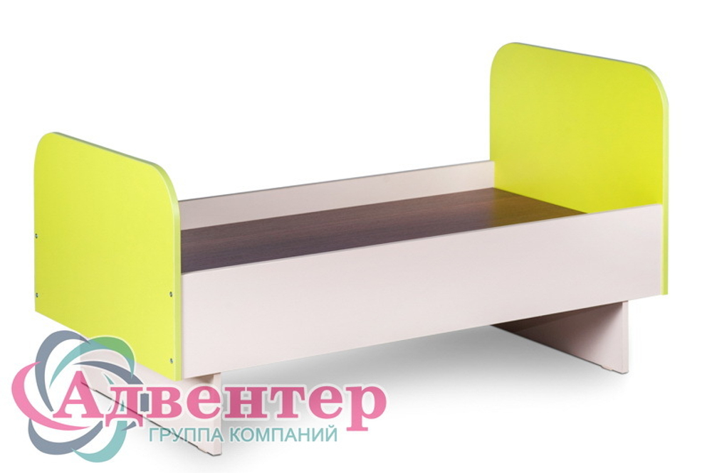 Кровать для детского сада односпальная с желтыми спинками