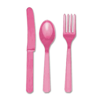 Столовые приборы в розовом цвете, 24 шт