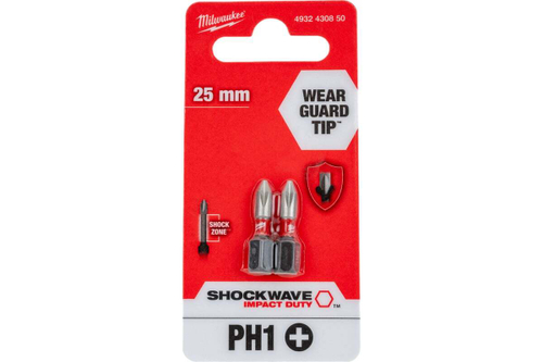 Бита Milwaukee SHOCKWAVE PH1 25мм 2шт