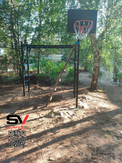 Монтаж уличной шведской стенки Sv Sport Рукоход (5 вертикальных столбов)